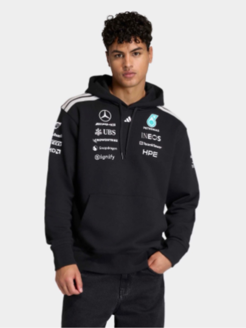 Mercedes AMG Petronas Black Hoodie with Team Logos